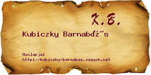 Kubiczky Barnabás névjegykártya